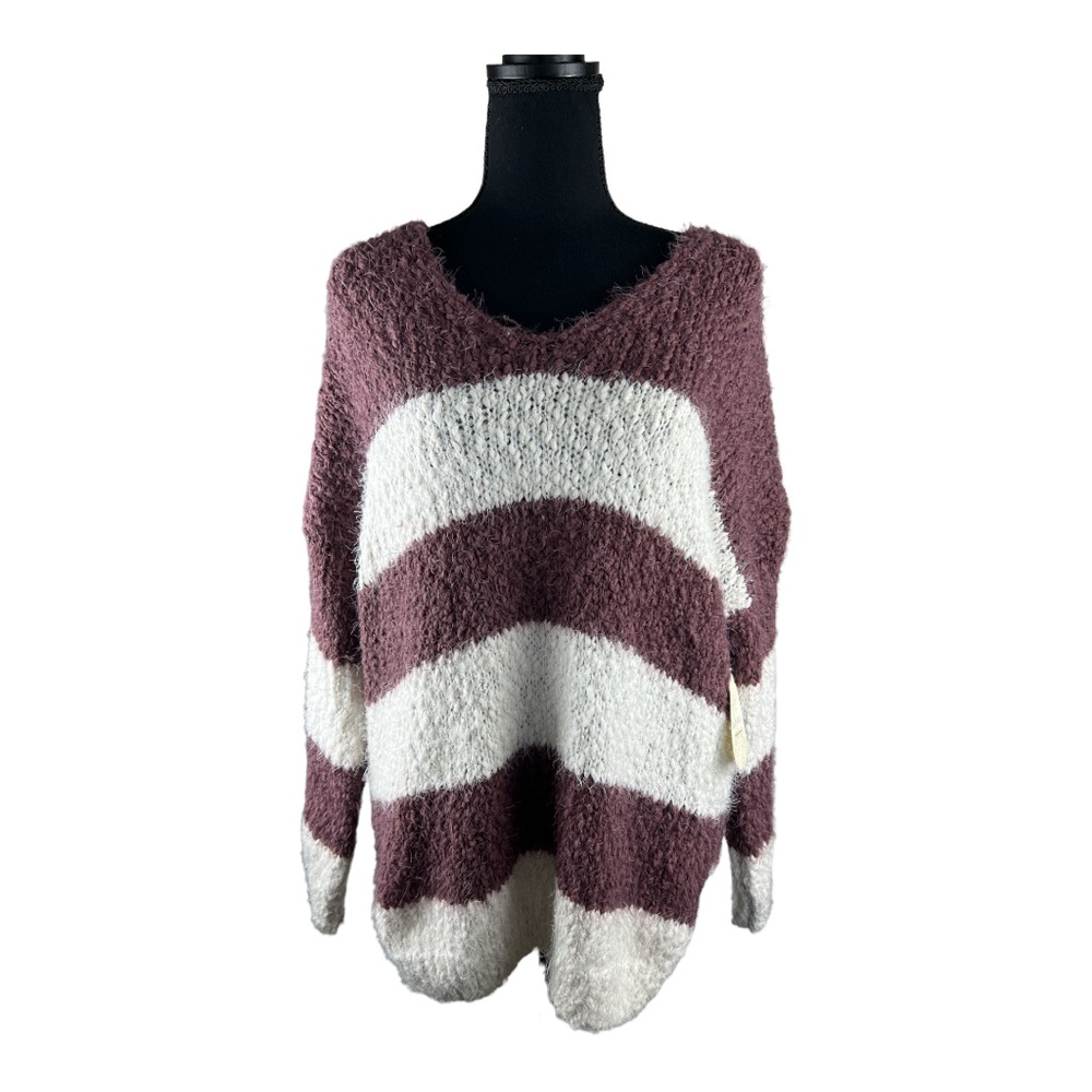 NWT Altar's State Plum/Ivory Stripped Sweater